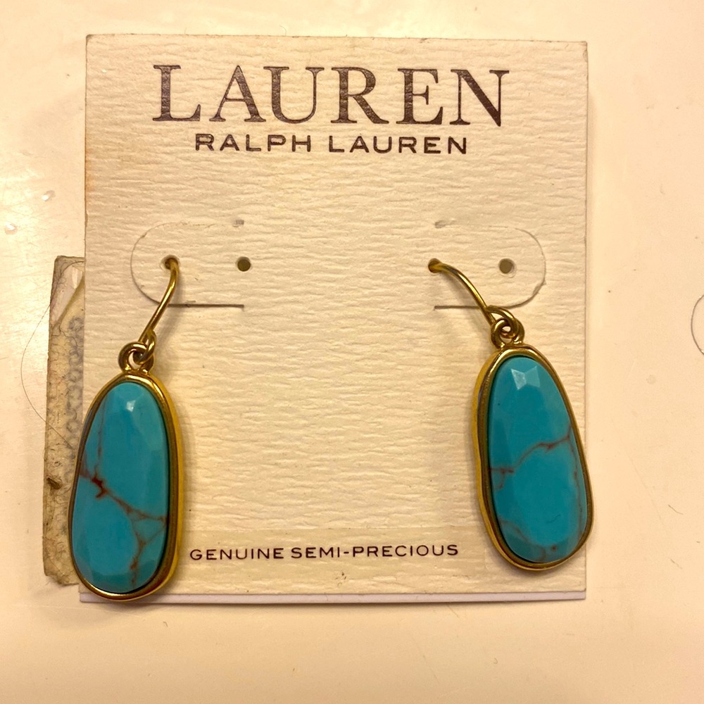 Ralph Lauren semi-precious stone hanging earrings - Turquoise